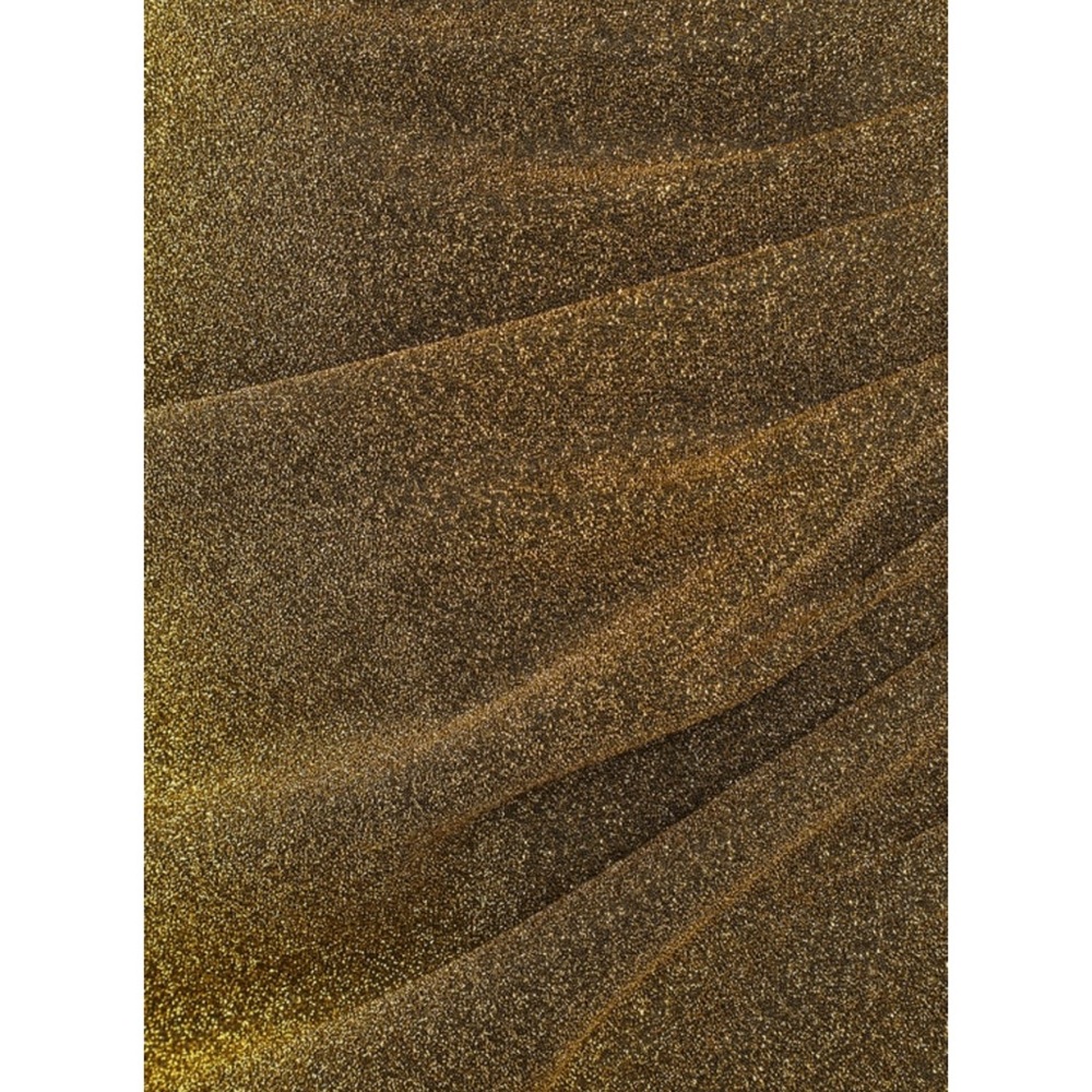 Gold Shimmer Sparkly Knit Ruched One-Shoulder Mini Dress - Picture 7 of 7